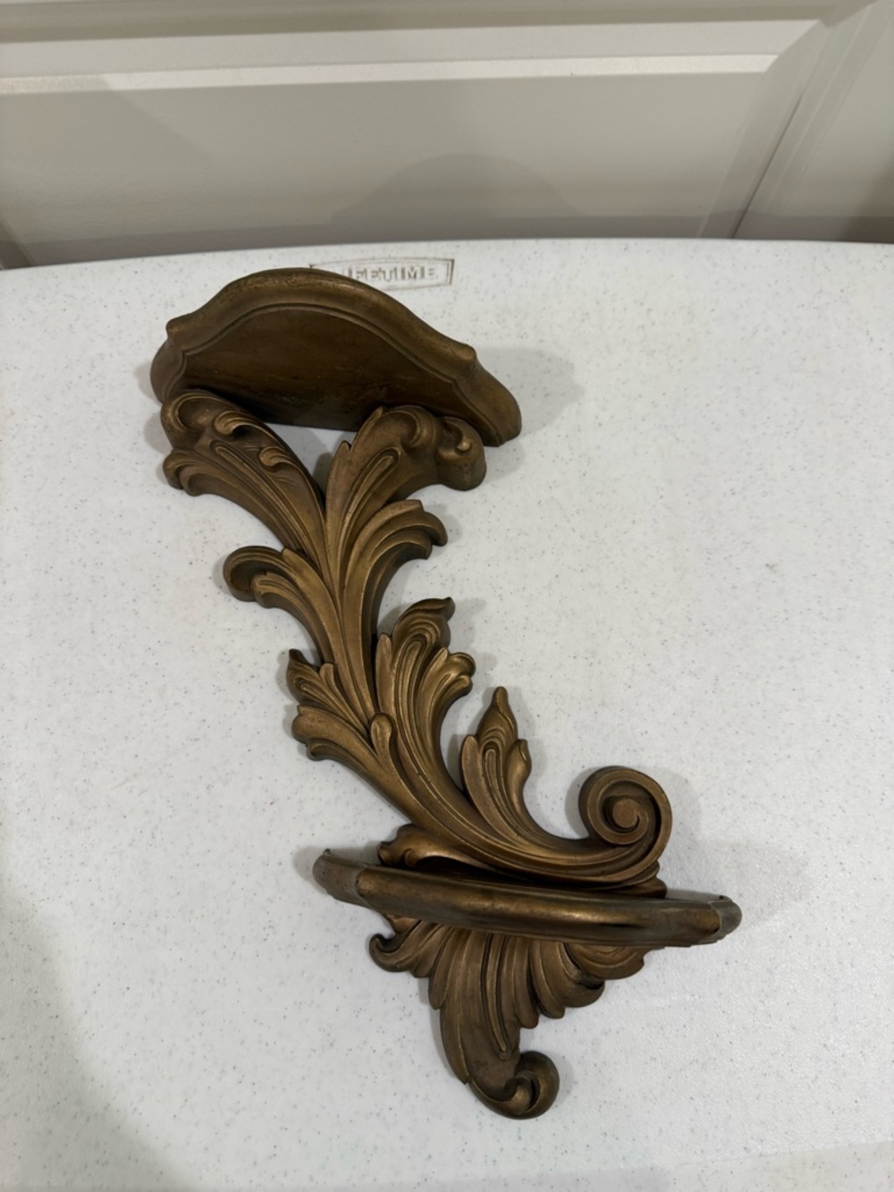 Vintage Home Interior Two Tier Shelf Ornate Gold Wall Sconce Accent ~ RARE